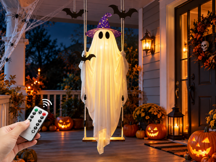 5′ Hanging Swinging Halloween Ghost w/Bats & Witch Hat Only $14.xx on Amazon (Reg $40)