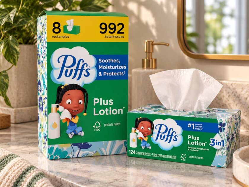 Puffs Plus Lotion Facial Tissues, 8 Pack Only $9.xx on Amazon (Reg. $18)