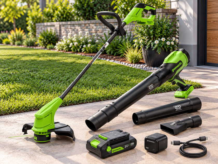 Greenworks 24V 12″ String Trimmer & Blower Kit w/Battery Only $99.xx on Amazon (Reg $150)