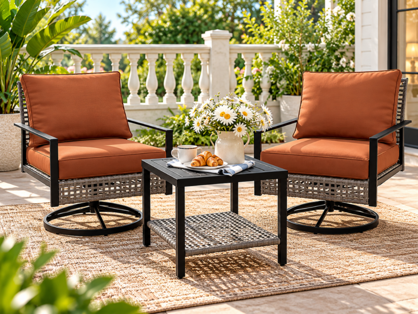 Ainfox Patio Swivel Chair Bistro Set w/Table & Cushions Only $115 on Walmart (Reg $360)