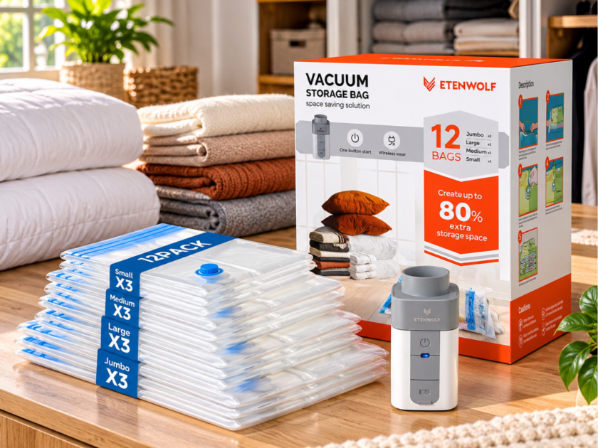 12-Pack Vacuum Storage Bags w/ USB-C Rechargeable Air Pump Only $11 on Amazon (Reg $26)