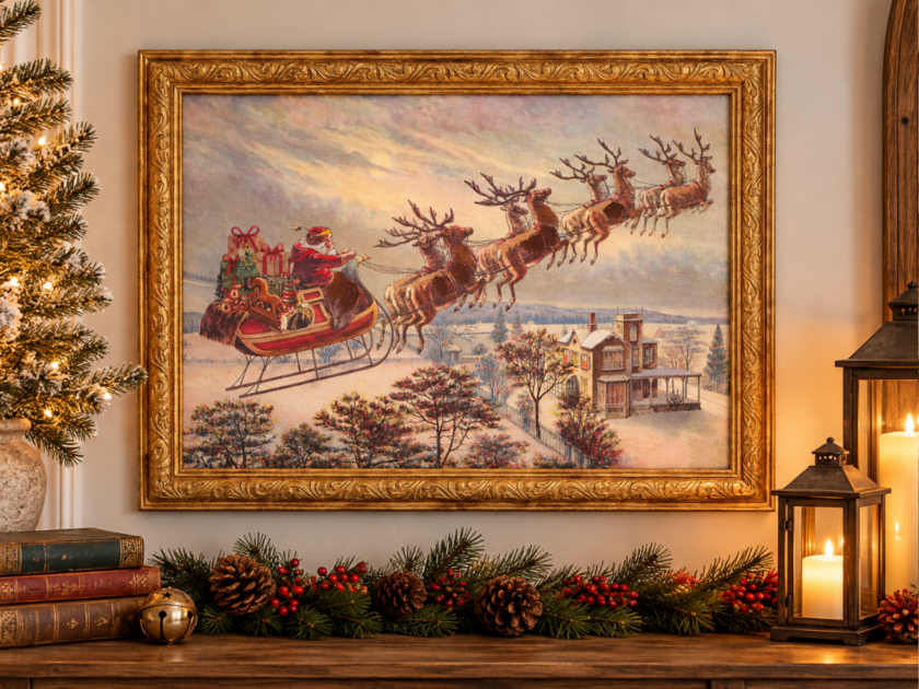 Santa’s Sleigh Framed Christmas Wall Art Only $6.97 at Walmart
