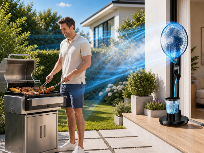 35dB Oscillating Misting Standing Fan w/ 3 Misting Modes & 9 Speeds Only $59.xx on Amazon (Reg $300)