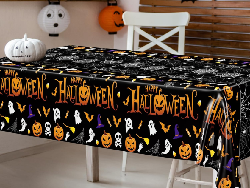 54″ x 108″ Halloween Disposable Plastic Tablecloths 4-Pack Only $6.xx on Amazon (Reg $13)