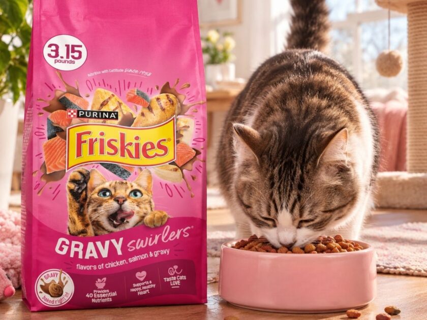 Purina Friskies Gravy Swirlers Chicken & Salmon Dry Cat Food Only $3.xx on Amazon!