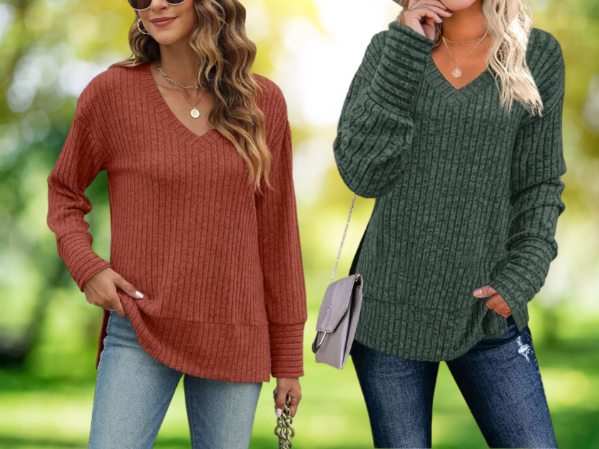 Womens Long Sleeve V-Neck Fashion Tops Only $6.xx on Amazon!