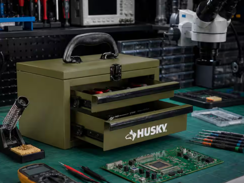 Husky Army Green Metal Mini Portable Tool Box with 2-Drawers Only $19 at Home Depot!