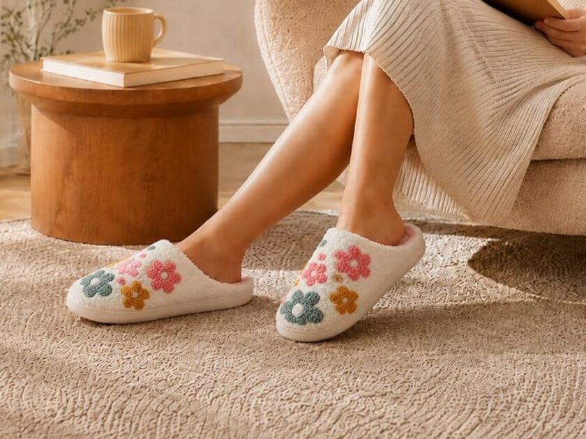 Floral Fuzzy House Slippers Only $6.xx on Amazon (Reg. $14)