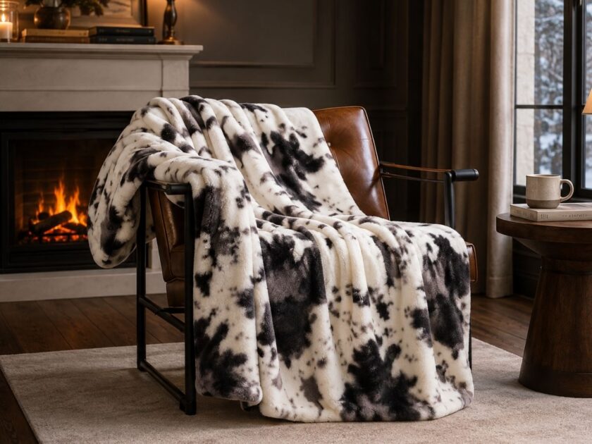 Cozy Bliss Cow Print Faux Fur Throw Blanket Only $16.xx on Amazon (Reg. $40)