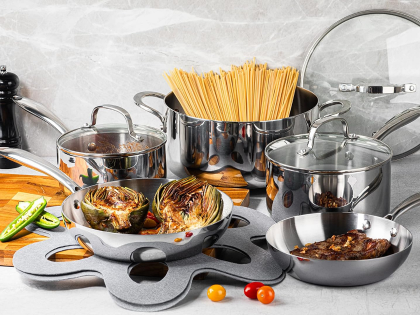 Gotham Steel 10 Pcs Tri Ply Stainless Steel Cookware Set Only $64.xx on Amazon (Reg $150)