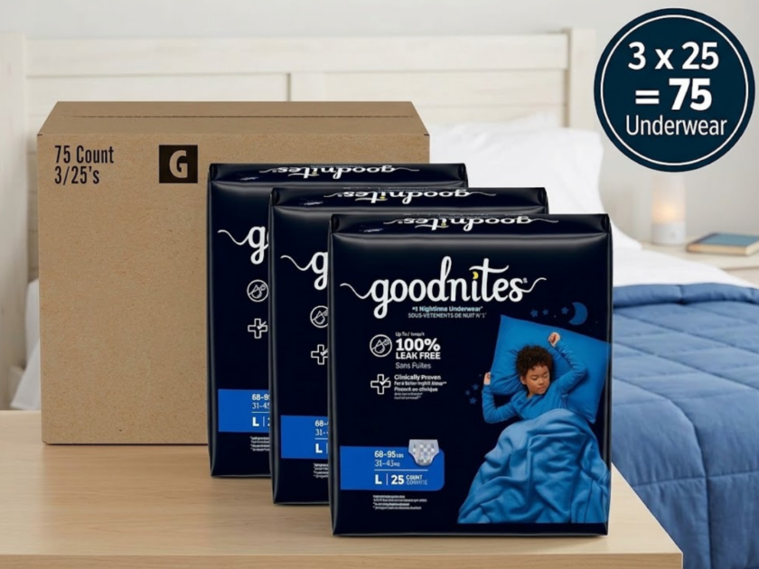 GoodNites Boys Nighttime Underwear 75 Ct Just $33.xx on Amazon (Reg. $65)