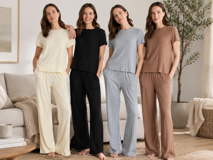 Lissome Women’s Rib Knit Top and Pants Pajama Sets Only $9.98 at Walmart