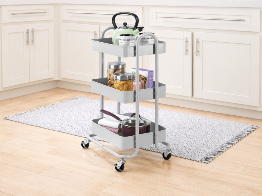 Whitmor 3-Tier Rolling Metal Cart in Grey Only $17 at Walmart (Reg.$50)