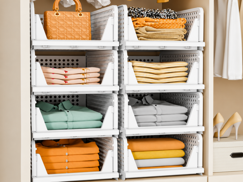 Stackable Closet Storage Baskets, 5 Pack Only $35.xx on Amazon (Reg. $60)