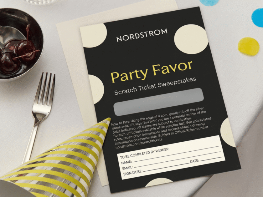 Win up to $2,000 in the Nordstrom Party Favor Scratch & Win Sweeps!