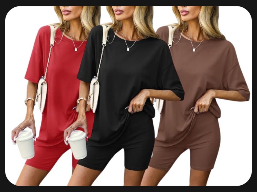Ekouaer Women’s 2-Piece Lounge Set with Oversized T-Shirt & Matching Shorts Only $9.xx on Amazon (Reg. $25)