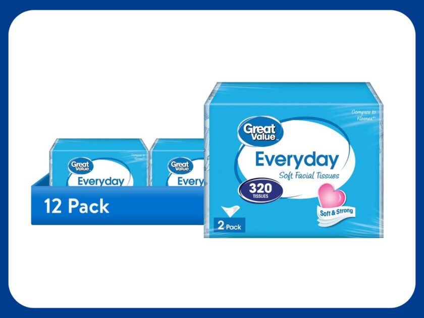 Great Value Everyday Soft Facial Tissues, 12 Pack Only $12.03 at Walmart (Reg. $44)
