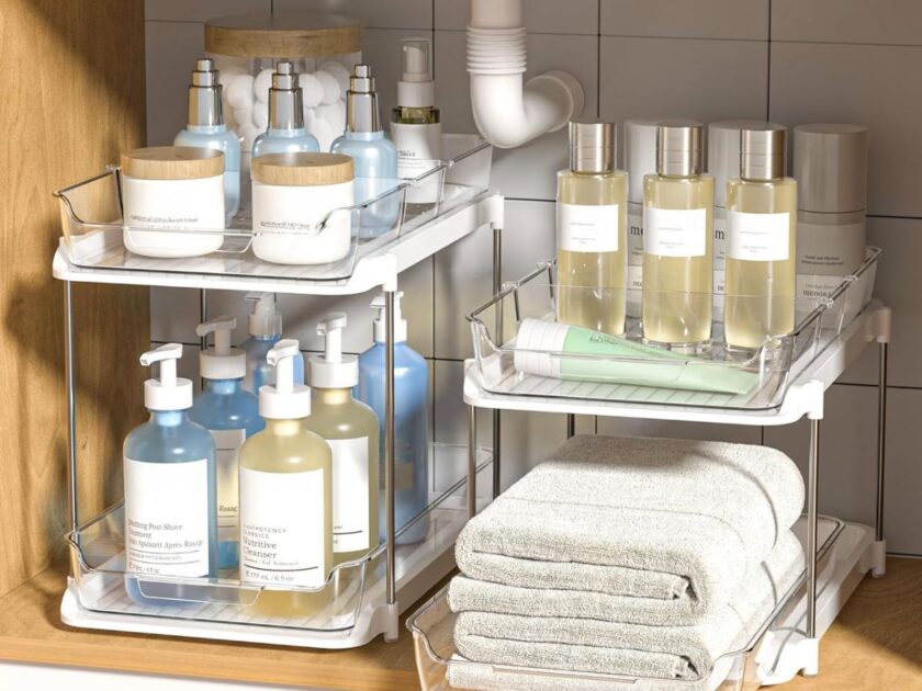 Delamu 2-Tier Under Sink Organizer with Sliding Drawers