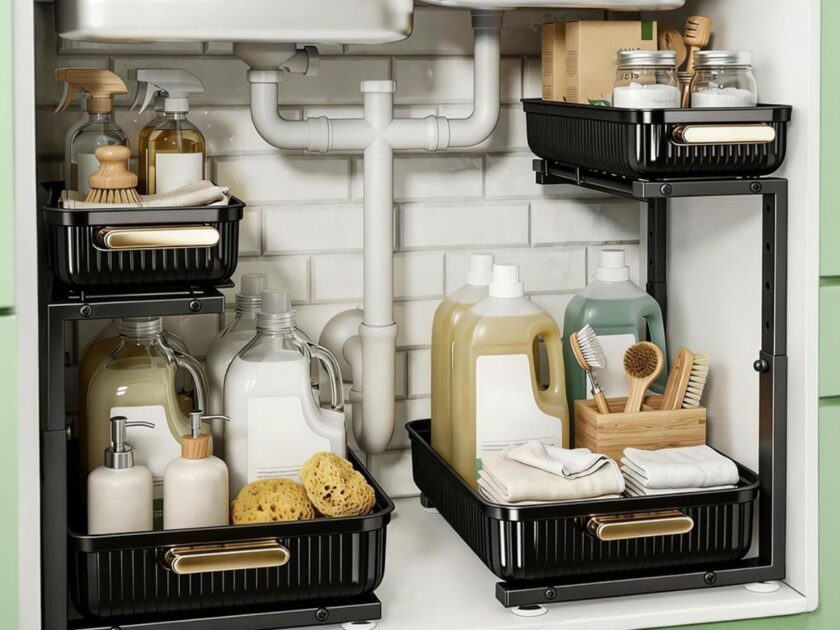 Under Sink Pull-Out Storage Organizer 2 Pack Only $16.xx on Amazon (Reg. $40)