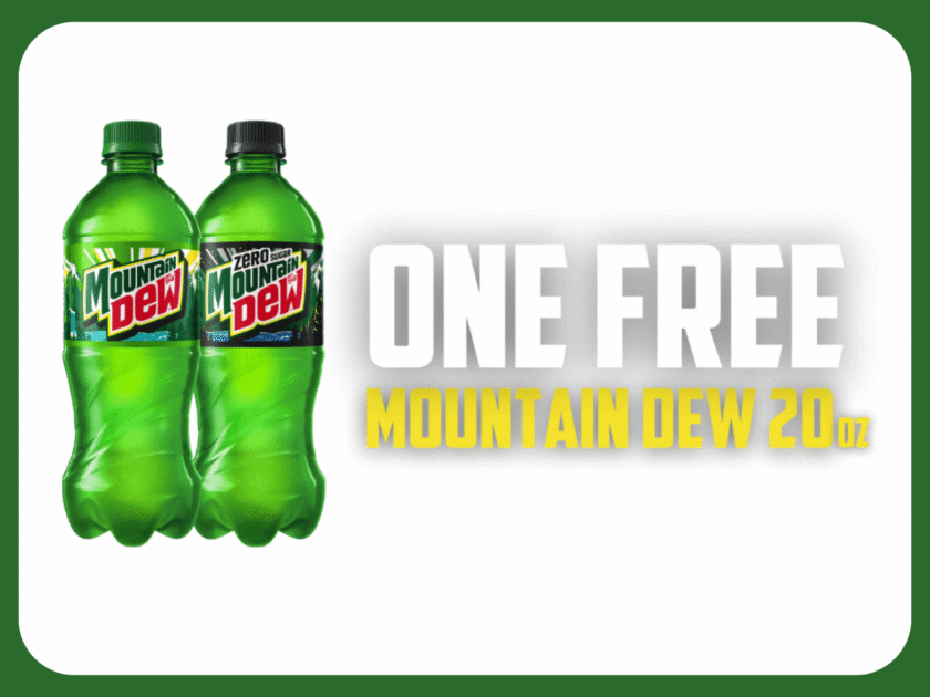 Score a FREE 20 oz Bottle of MTN DEW!