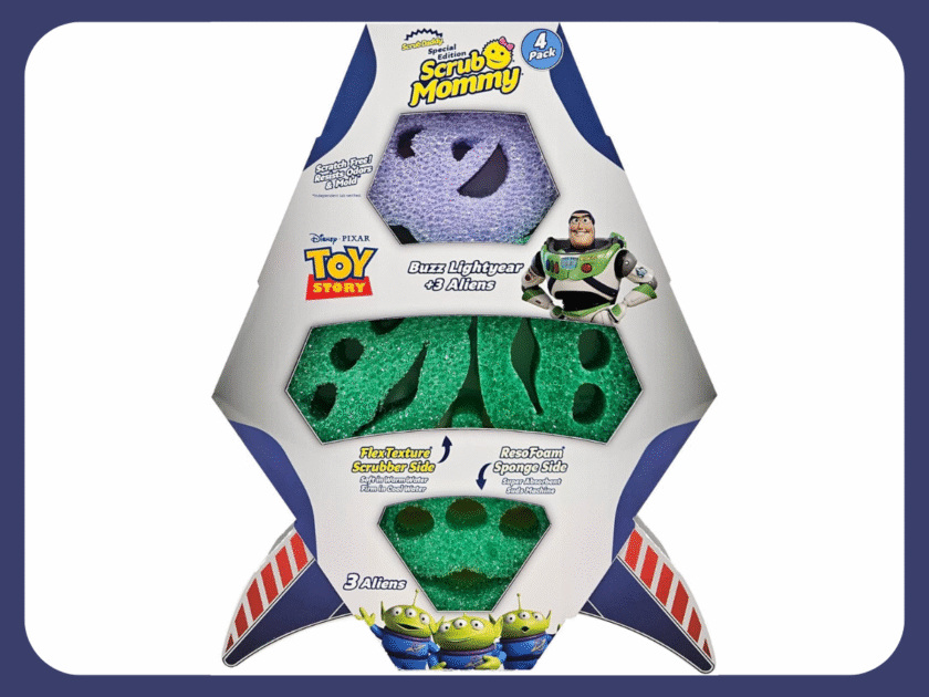 Toy Story Scrub Mommy Rocket Ship 4‑Pack Sponge Set