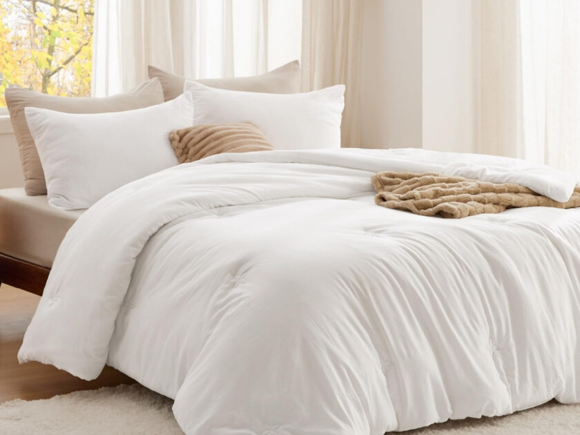 Bedsure Queen Comforter Set (White Clover)