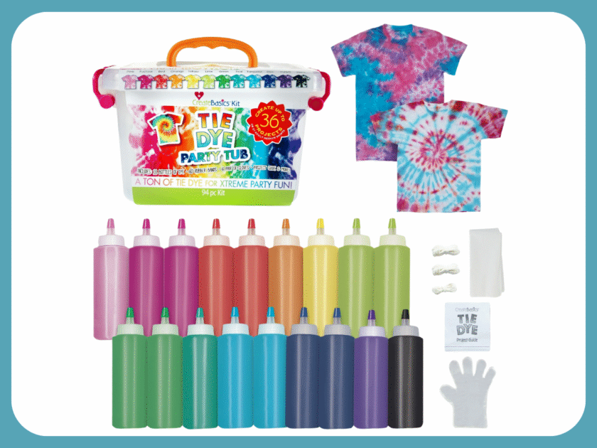 Create Basics Tie Dye Party Tub with 18 Pre-Filled Bottles Only $9.88 at Walmart (Reg $18)