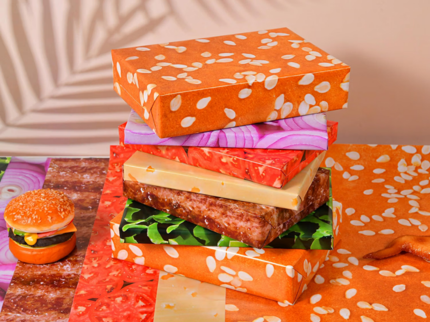 Hamburger Wrapping Paper Only $9.xx on Amazon- GREAT GAG GIFT IDEA!