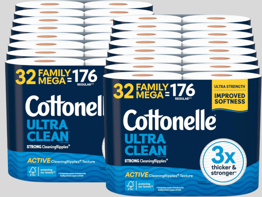 Cottonelle Toilet Paper 32 Family Mega Rolls From $19.xx on Amazon (Reg $35) – Equals 144 Regular Rolls!