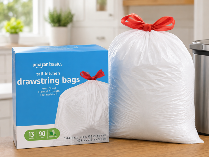 Amazon Basics Tall Kitchen Drawstring Trash Bags 90-Count $7.xx on Amazon (Reg. $16)