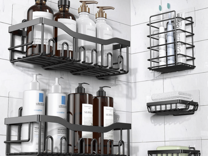 Eudele Adhesive Shower Caddy Shelf 5-Pack