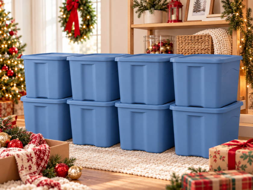 Sterilite 18 Gal Large Plastic Storage Bin with Snap-On Lid 8ct Only $37 at Walmart!