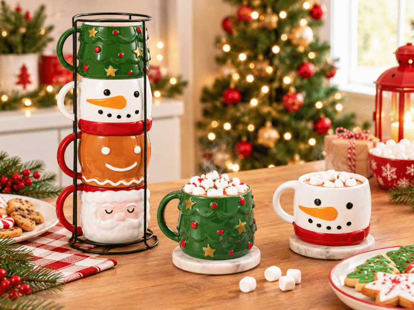 NEW Holiday Time Mug Sets w/ Metal Rack Just $12.xx at Walmart!